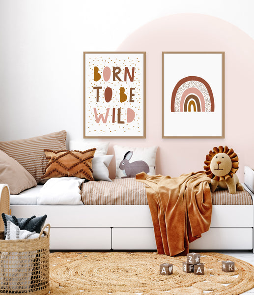 Rainbow Wall Art | Born To Be Wild Print Set | Ollie + Hank