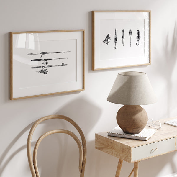 Fishing Wall Art | Rod And Tackle Print Set | Ollie + Hank