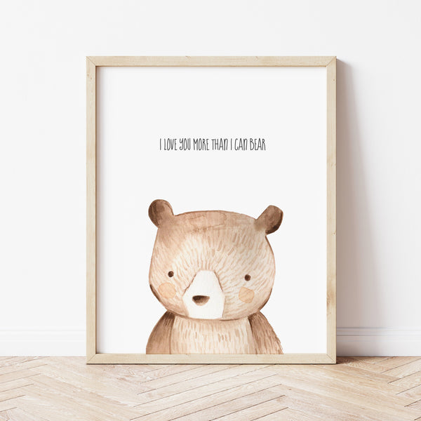 Woodland Nursery Wall Art | I Love You More Than I Can Bear | Ollie + Hank