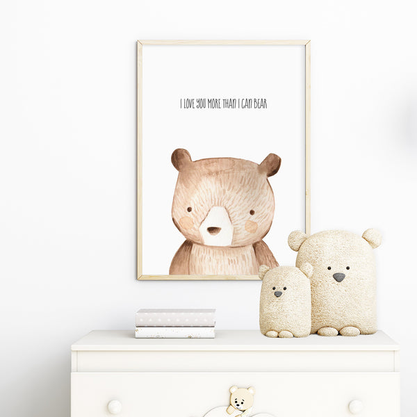Woodland Nursery Wall Decor Boy | I Love You More Than I Can Bear Print | Ollie + Hank