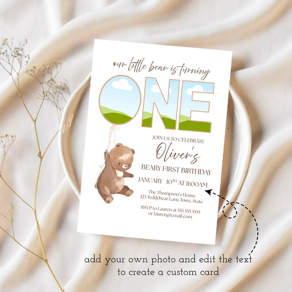 Beary First Birthday | 1st Birthday Invitation | Ollie + Hank