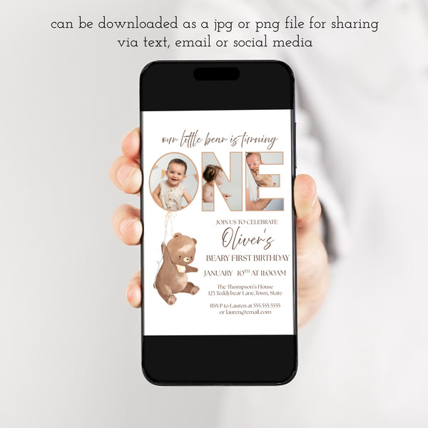 Beary First Birthday | 1st Birthday Invitation | Ollie + Hank