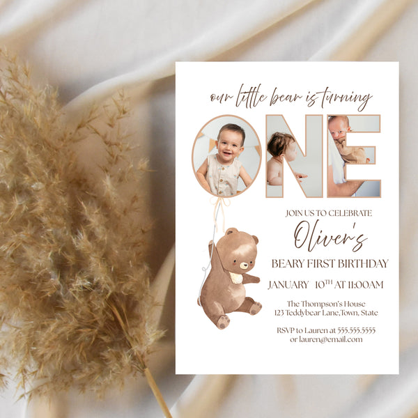 Beary First Birthday | 1st Birthday Invitation | Ollie + Hank