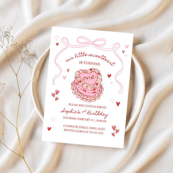 1st Birthday Invitation Card | Our Little Sweetheart Is Turning One | Ollie + Hank