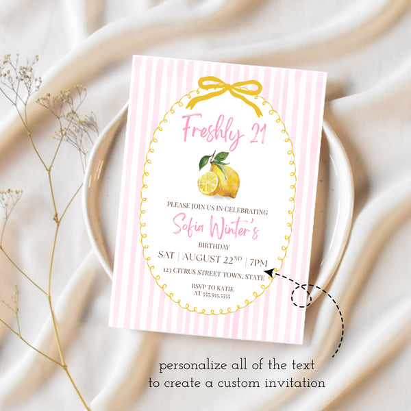 Freshly 21 Birthday Invite | 21st Birthday Invitation | Ollie + Hank