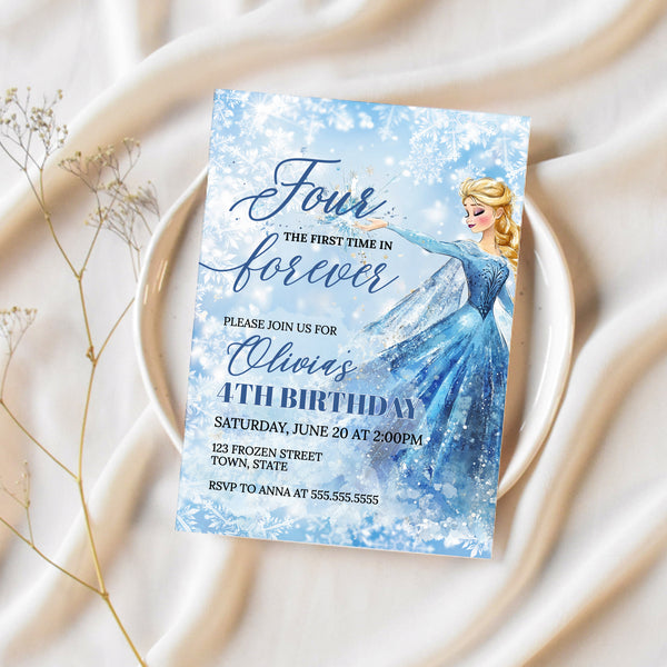 4th Birthday Invite | Frozen Birthday Invitation | Ollie + Hank