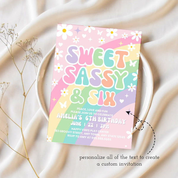 Sweet Sassy And Six | 6th Birthday Invitation | Ollie + Hank