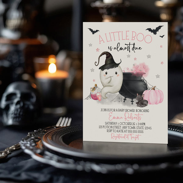 Halloween Baby Shower Invites | A Little Boo Is Almost Due