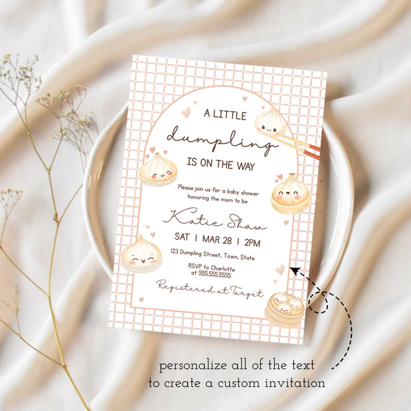 Dumpling Baby Shower Invitation | A Little Dumpling Is On The Way | Ollie + Hank