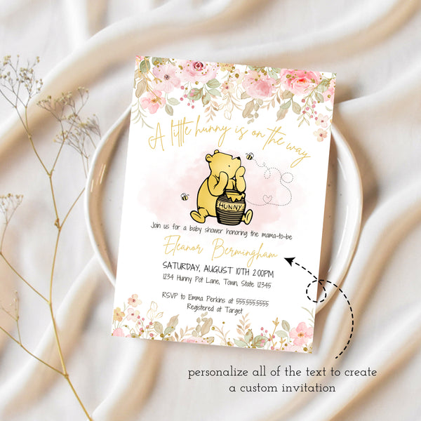 Winnie The Pooh Invitations Baby Shower | A Little Honey Is On The Way | Ollie + Hank