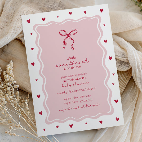 Valentines Baby Shower | A Little Sweetheart Is On The Way Invitation | Ollie + Hank