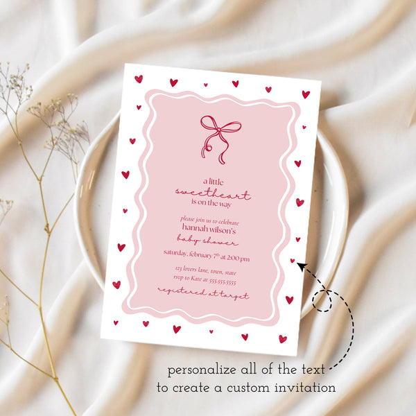 Valentines Baby Shower | A Little Sweetheart Is On The Way Invitation | Ollie + Hank
