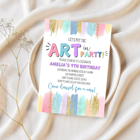 Art Birthday Party | Painting Party Invitation | Ollie + Hank