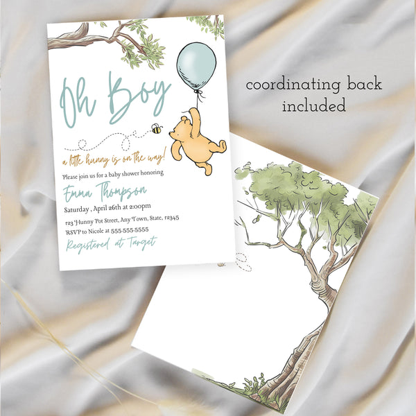 Winnie The Pooh Shower Invitation | Baby Boy Baby Shower Invitation | Ollie + Hank