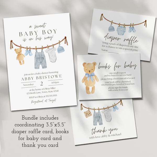 A Sweet Baby Boy | Baby Boy Shower Invitations | Ollie + Hank