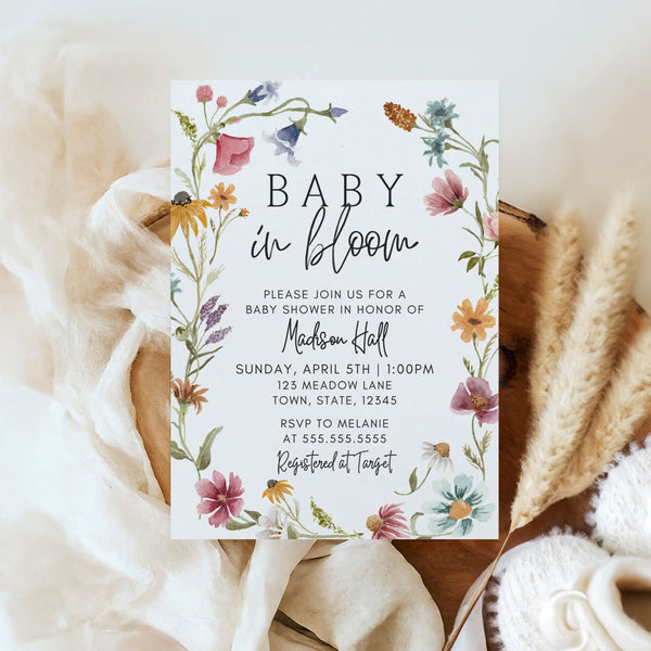 Floral Baby Shower Invitations | Baby In Bloom Baby Shower | Ollie + Hank