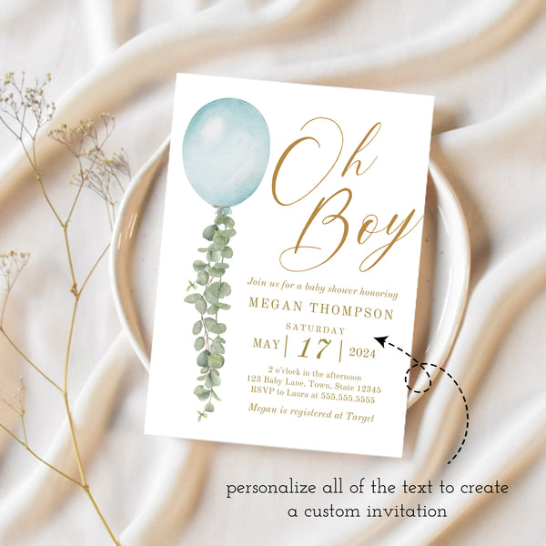 Boy Baby Shower Invitation | Baby Boy Baby Shower Invitation | Ollie + Hank