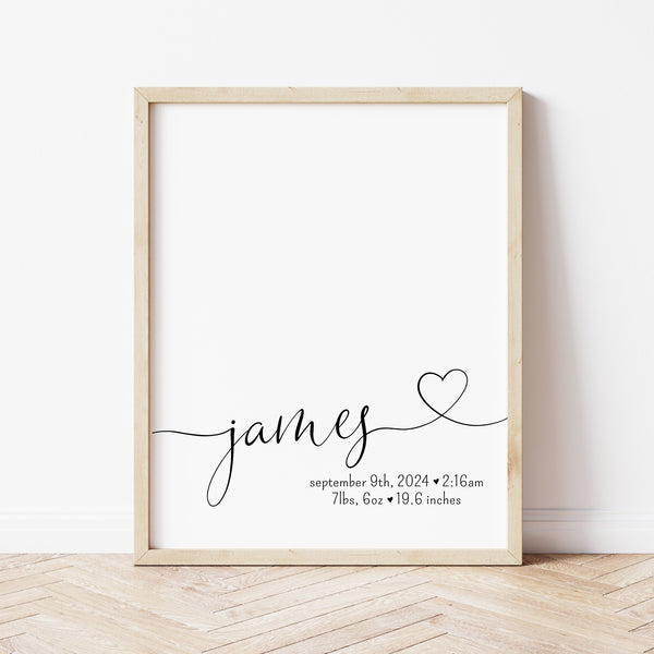 Baby Name Art | Baby Footprint Keepsake | Ollie + Hank