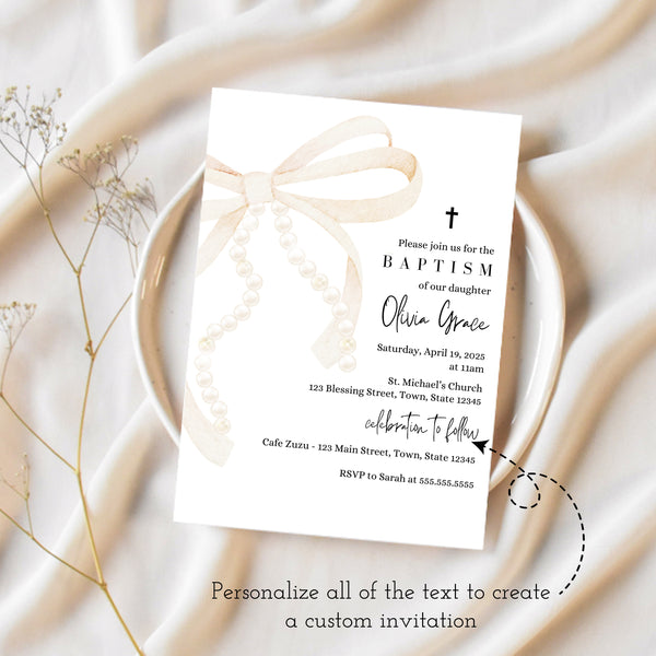 Christening Invitation Baby Girl | Baby Girl Baptism Invitation | Ollie + Hank