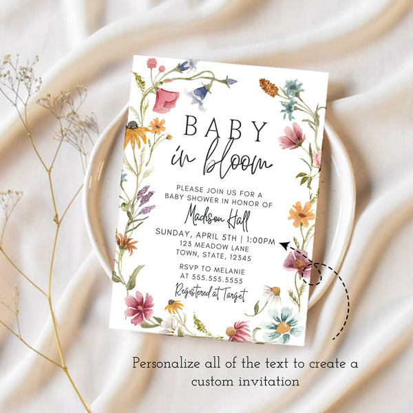 Floral Baby Shower Invitations | Baby In Bloom Baby Shower | Ollie + Hank