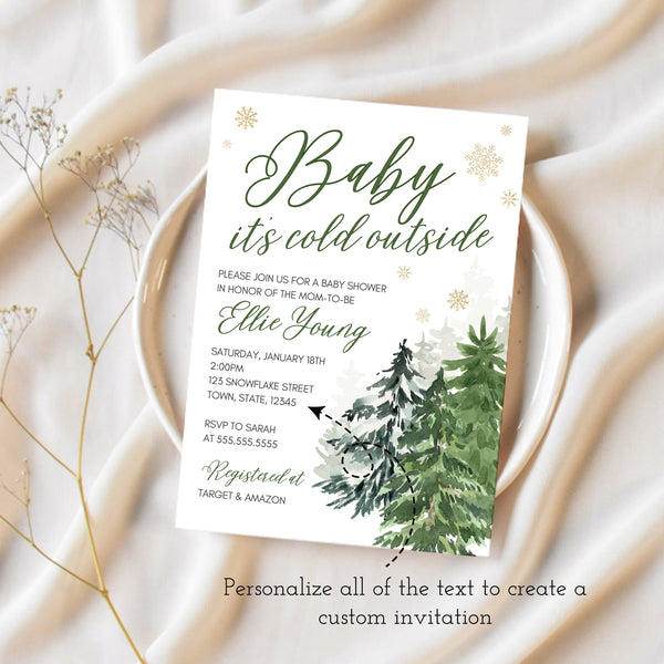 Winter Baby Shower Invitations | Baby It's Cold Outside Invitation | Ollie + Hank