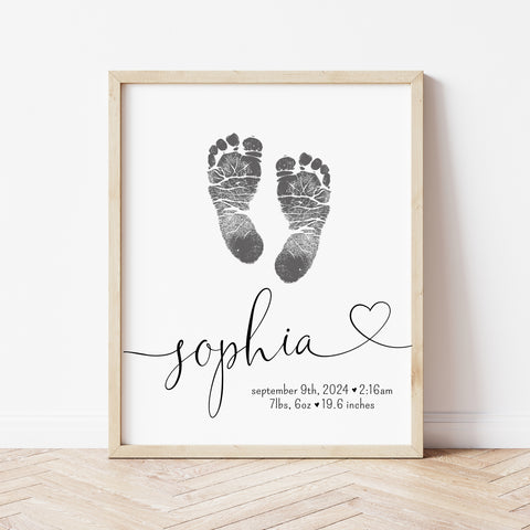 Baby Name Art | Baby Footprint Keepsake | Ollie + Hank