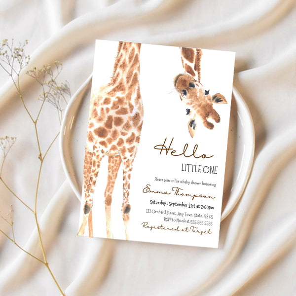 Baby Shower Invitation Giraffe | Safari Baby Shower | Ollie + Hank