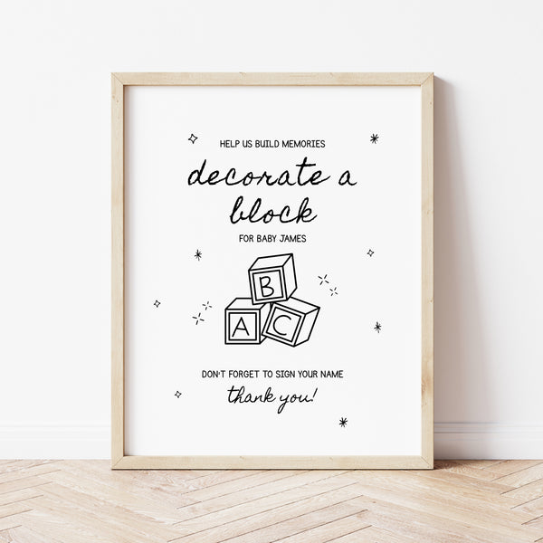 Baby Shower Sign | Decorate A Block Baby Shower | Ollie + Hank