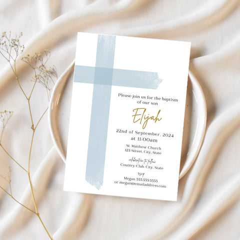 Baptism Invitation Card | Modern Baptism Invitation | Ollie + Hank
