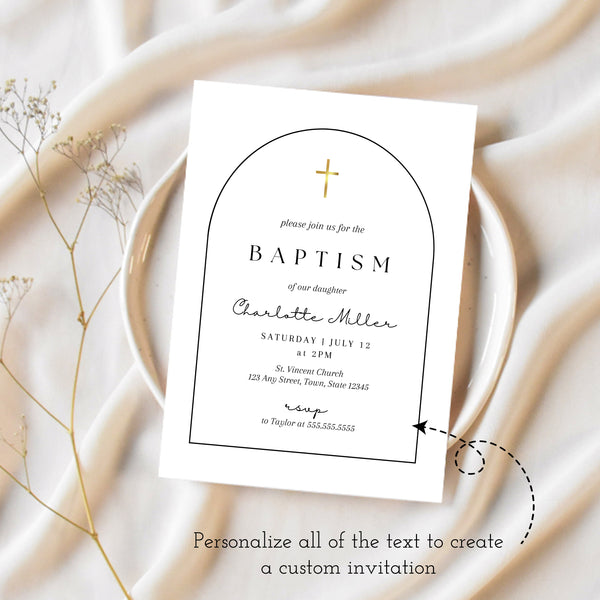 Baptism Invite Card | Baptism Invitation Template | Ollie + Hank