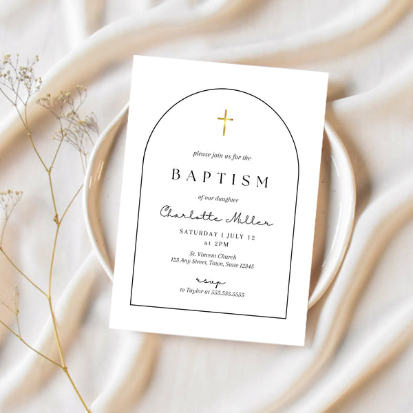 Baptism Invite Card | Baptism Invitation Template | Ollie + Hank