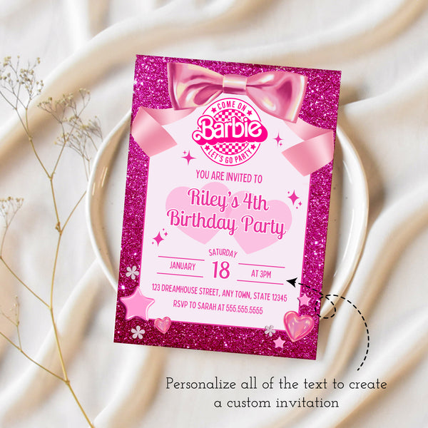 Barbie Invitation | Barbie Birthday Invitation Template | Ollie + Hank