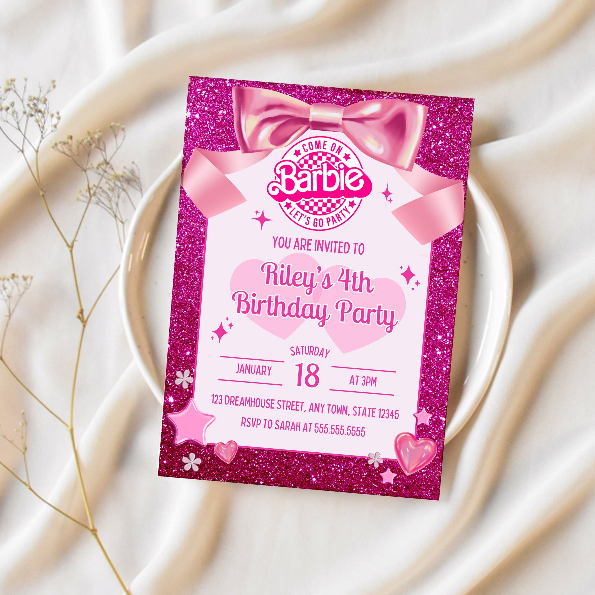 Barbie Invitation | Barbie Birthday Invitation Template | Ollie + Hank