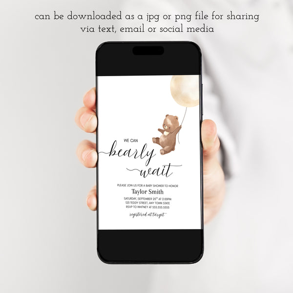 We Can Bearly Wait Invitations | Bear Baby Shower Invitations | Ollie + Hank