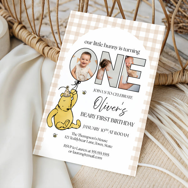 Winnie The Pooh 1st Birthday Invitations | Beary First Birthday | Ollie + Hank