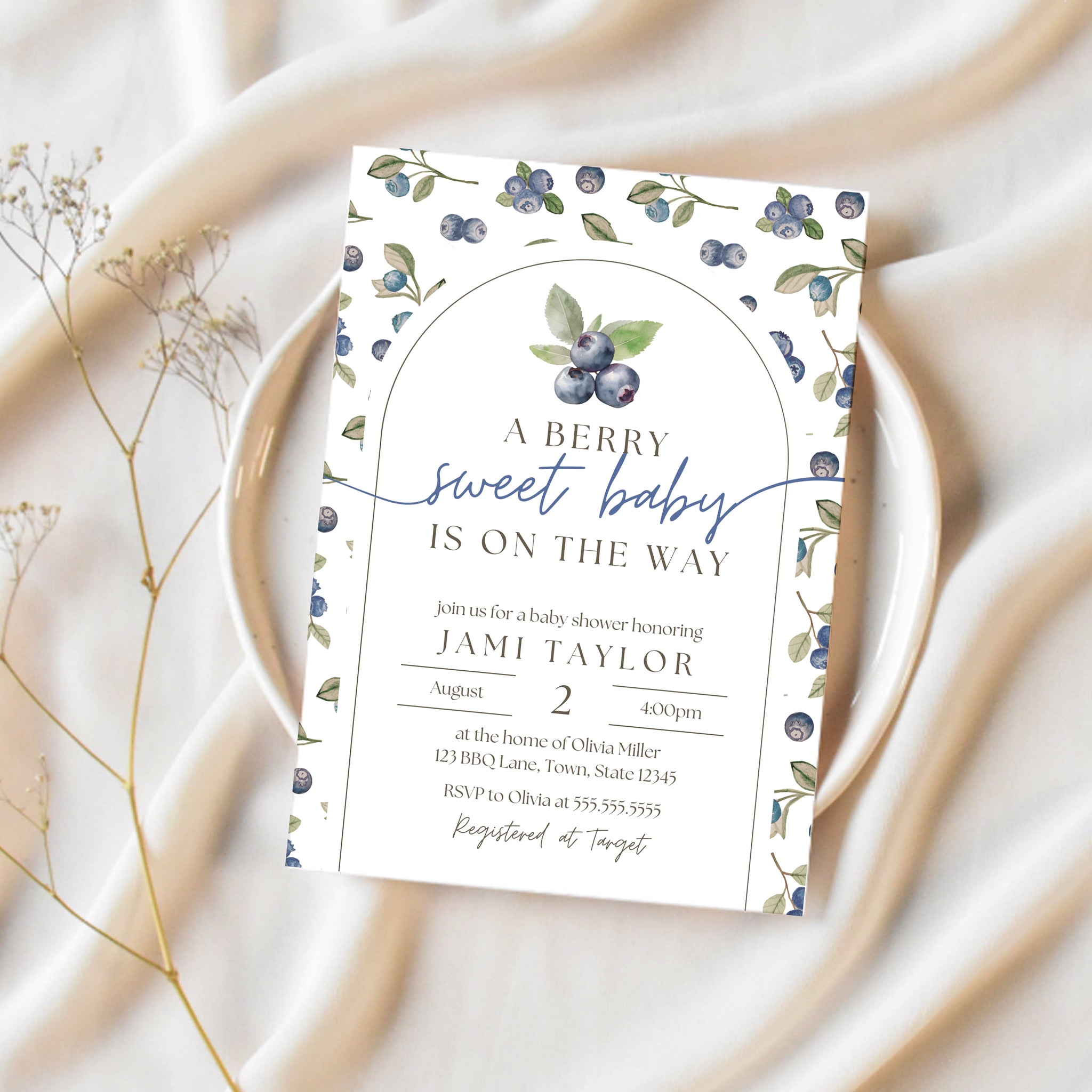 Berry Sweet Baby Shower Invitations | Blueberry Baby Shower | Ollie + Hank