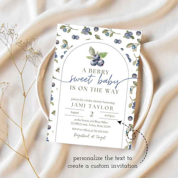 Berry Sweet Baby Shower Invitations | Blueberry Baby Shower | Ollie + Hank