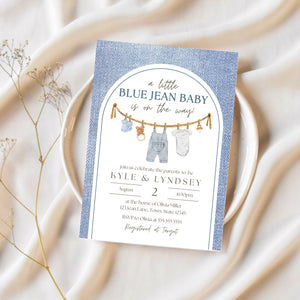 Blue Jean Baby Shower Invitation | A Blue Jean Baby Is On The Way | Ollie + Hank