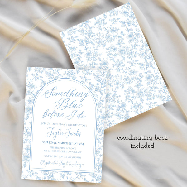 Something Blue Before I Do | Blue Toile Bridal Shower Invitation | Ollie + Hank