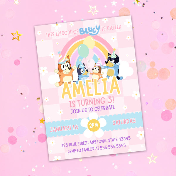 Bluey Invitation | Bluey Birthday Party Invitations | Ollie + Hank