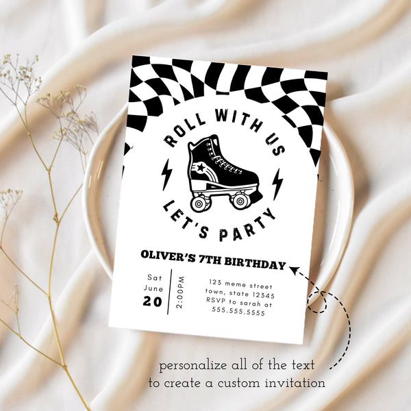 Roller Skate Party | Boy Birthday Invitations | Ollie + Hank