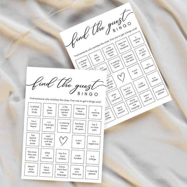 Bridal Shower Game | Find The Guest Bingo | Ollie + Hank