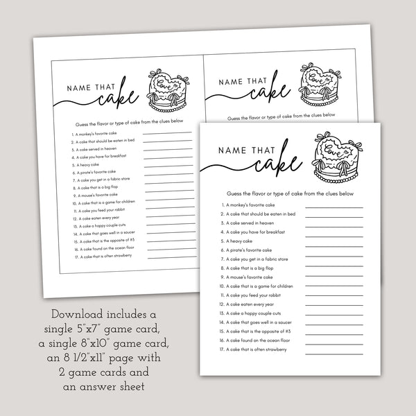 Name That Cake Game | Bridal Shower Game Printable | Ollie + Hank