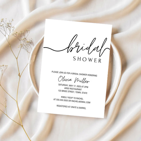 Bridal Shower Invitation | Black And White Bridal Shower | Ollie + Hank