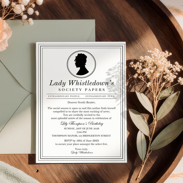 Bridgerton Invitation | Lady Whistledown Society Papers | Ollie + Hank