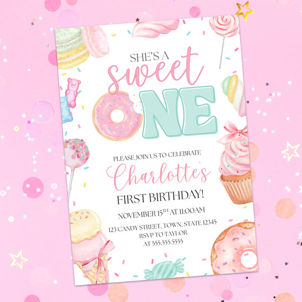 Sweet One Birthday Invitations | Candy Birthday Theme | Ollie + Hank