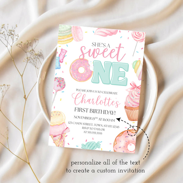 Sweet One Birthday Invitations | Candy Birthday Theme | Ollie + Hank