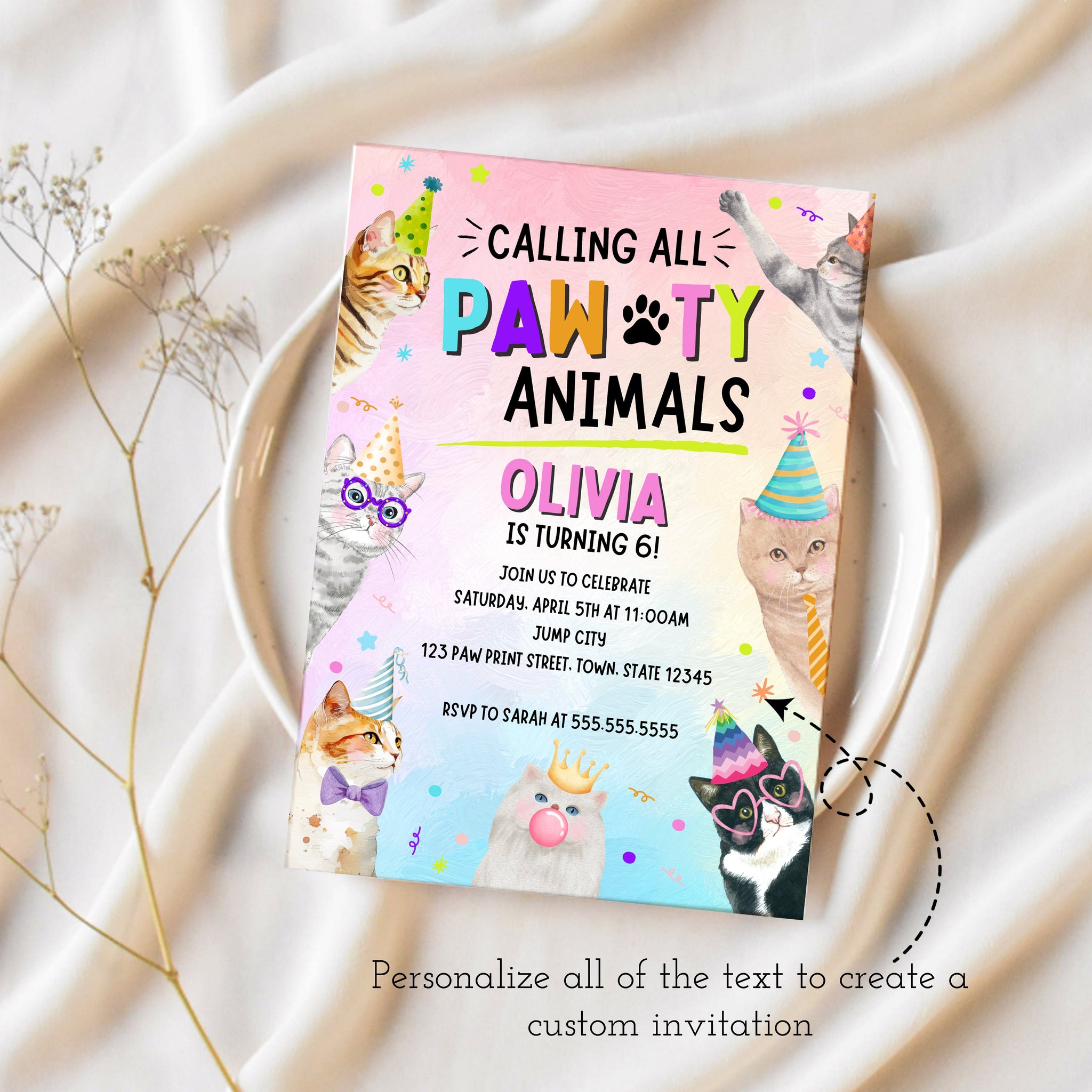 Cat Birthday Invitation Templates