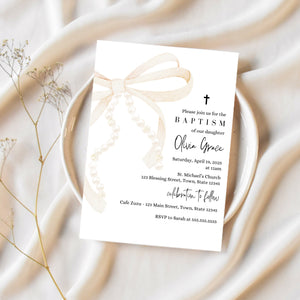 Christening Invitation Baby Girl | Baby Girl Baptism Invitation | Ollie + Hank