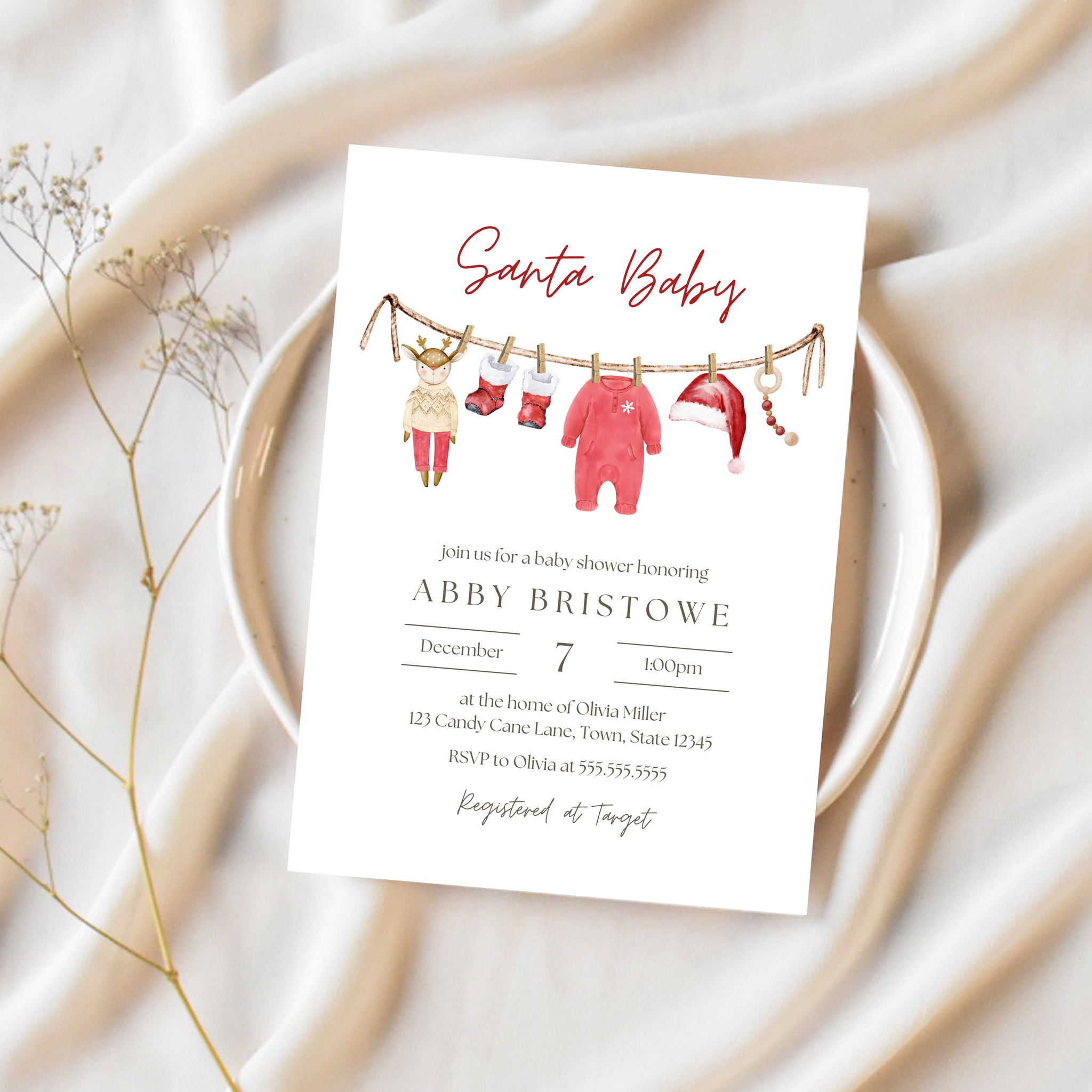 Christmas Baby Shower Invitations | Christmas Themed Baby Shower | Ollie + Hank